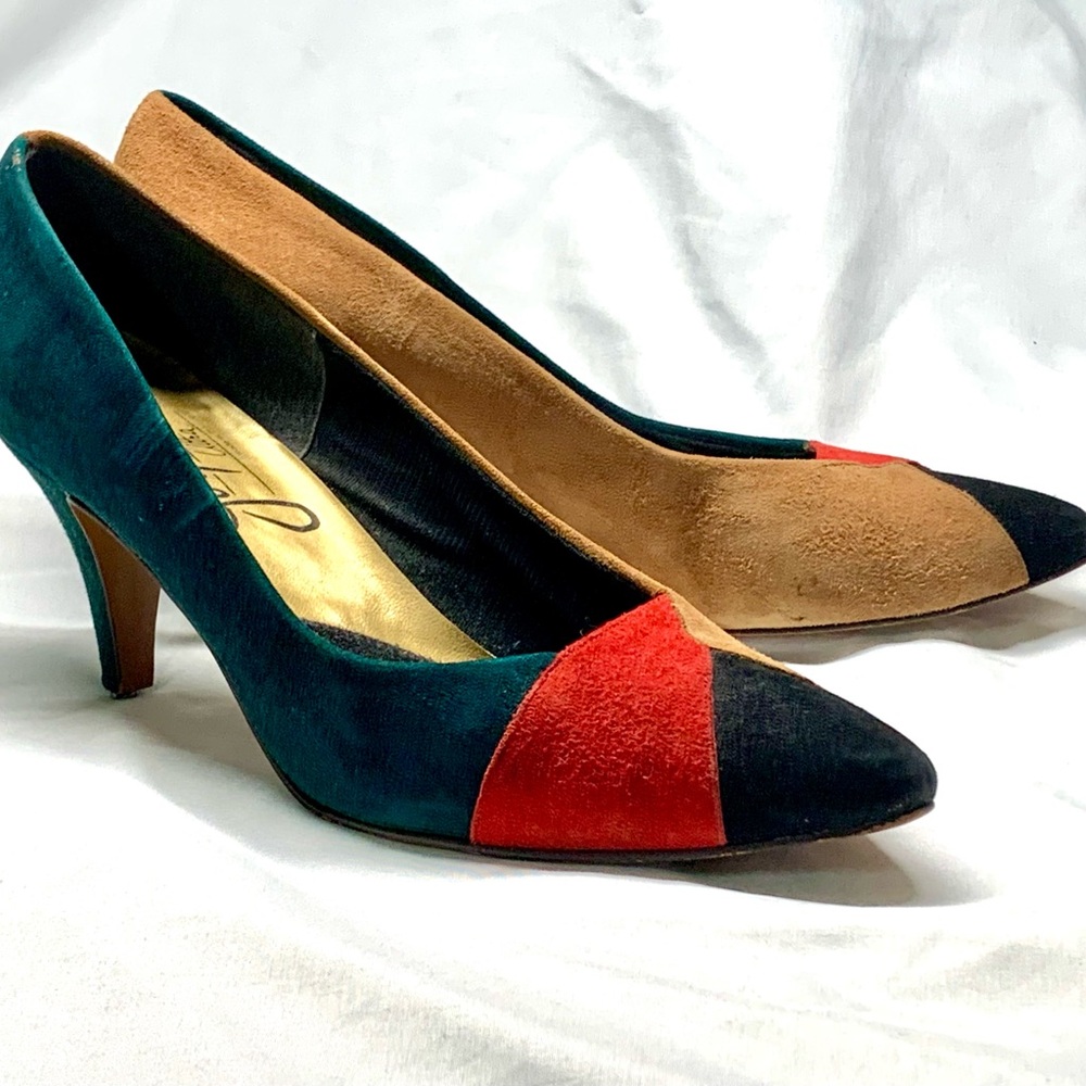 1980s Faux Suede Stiletto Pumps - Picture 4 of 7